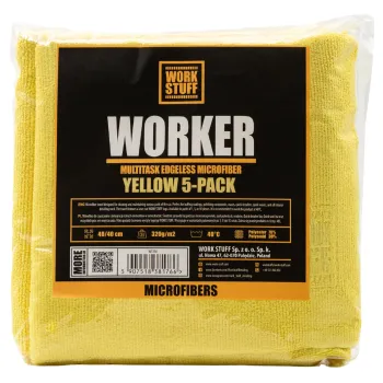 Work Stuff Worker Yellow 5-pack – delikatna mikrofibra bez obszycia 40×40 cm, 320 gsm
