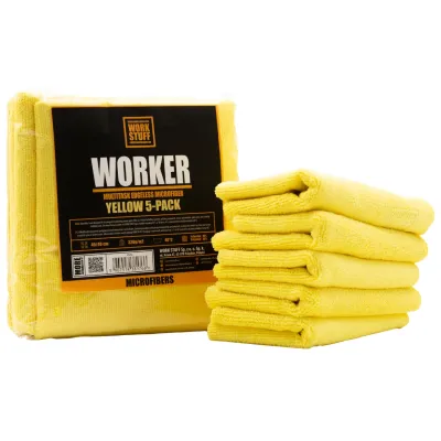 Work Stuff Worker Yellow 5-pack – delikatna mikrofibra bez obszycia 40×40 cm, 320 gsm Work Stuff Worker Yellow 5-pack – delikatna mikrofibra bez obszycia 40×40 cm, 320 gsm