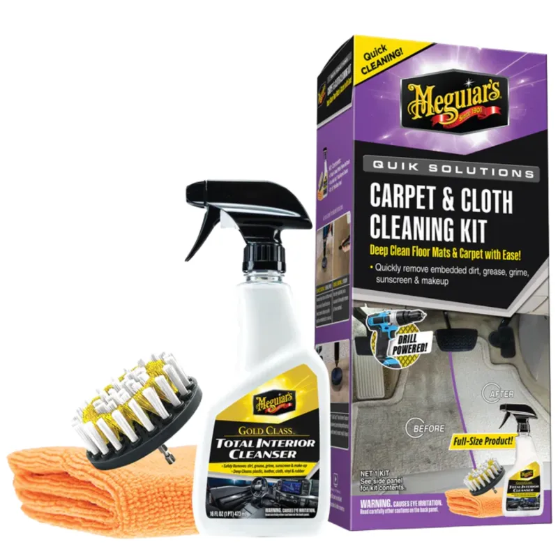MEGUIARS Quik Solutions Carpet & Cloth Cleaning Kit - Kompleksowy zestaw do czyszczenia wnętrza, tapicerki i wykładzin MEGUIARS Quik Solutions Carpet & Cloth Cleaning Kit - Kompleksowy zestaw do czyszczenia wnętrza, tapicerki i wykładzin