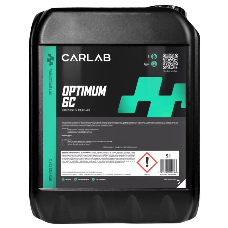 CARLAB PRO Optimum GC - Skoncentrowany preparat do czyszczenia szyb i lusterek samochodowych 5L CARLAB PRO Optimum GC - Skoncentrowany preparat do czyszczenia szyb i lusterek samochodowych 5L
