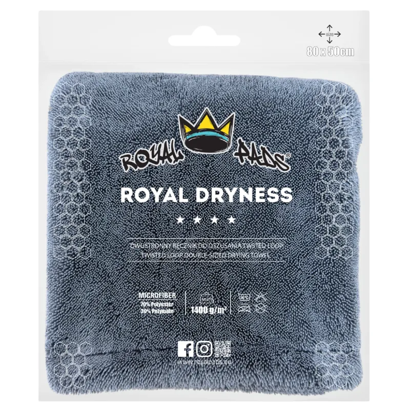 Royal Dryness 1400gsm 80x50cm GREY – Ręcznik do osuszania karoserii Royal Dryness 1400gsm 80x50cm GREY – Ręcznik do osuszania karoserii