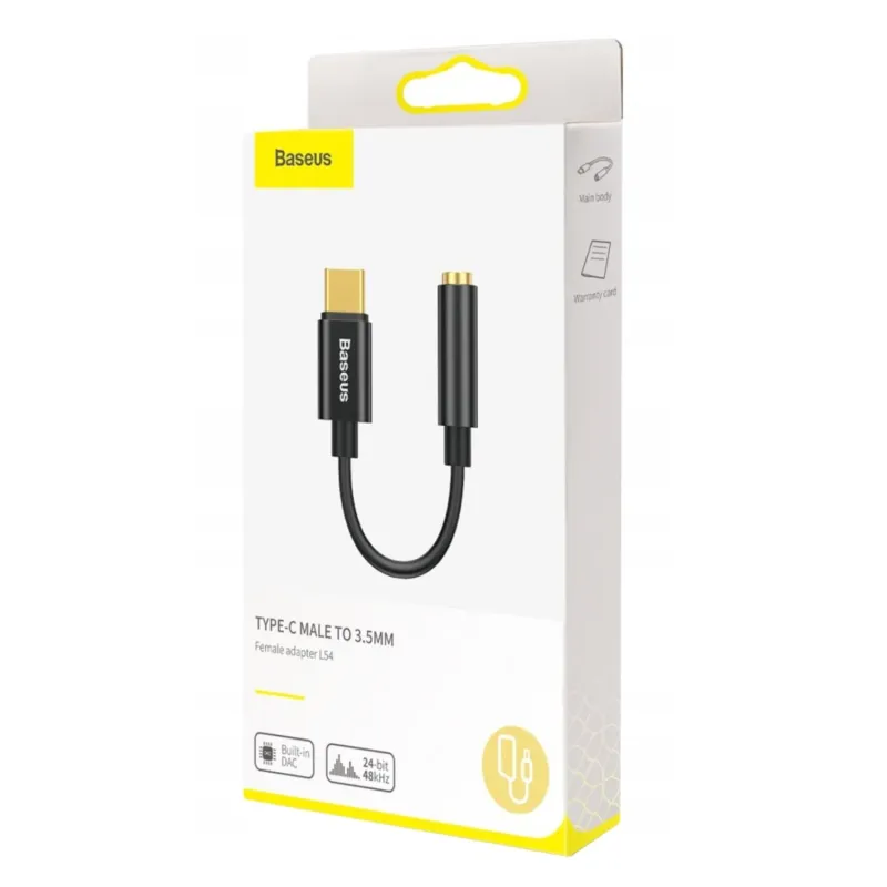 BASEUS adapter do słuchawek, przejściówka USB-C na audio jack 3,5 mm BASEUS adapter do słuchawek, przejściówka USB-C na audio jack 3,5 mm