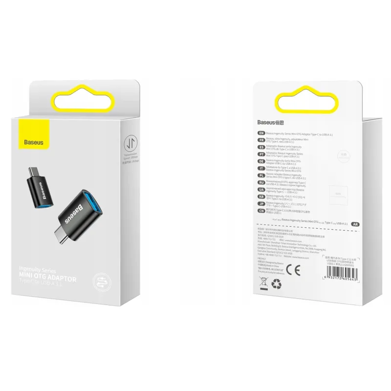 Baseus Ingenuity Przejściówka Adapter Z USB Typ C do USB-A Baseus Ingenuity Przejściówka Adapter Z USB Typ C do USB-A